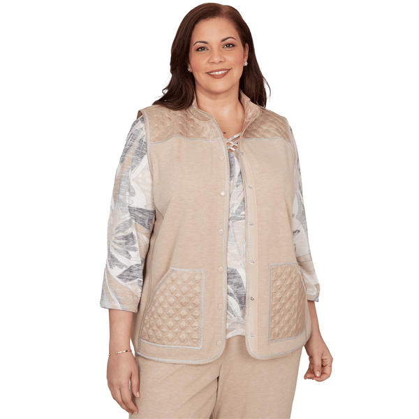 Plus Size Alfred Dunner Comfort & Joy Quilted Snap Front Vest - image 