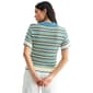 Womens CITY BLUES Short Sleeve Crochet Stripe Polo Sweater - image 2