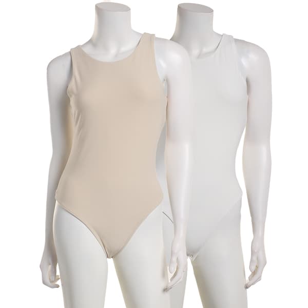 Juniors Pink Rose 2pk. Yummy Double Layer Crew Tank Bodysuits - image 