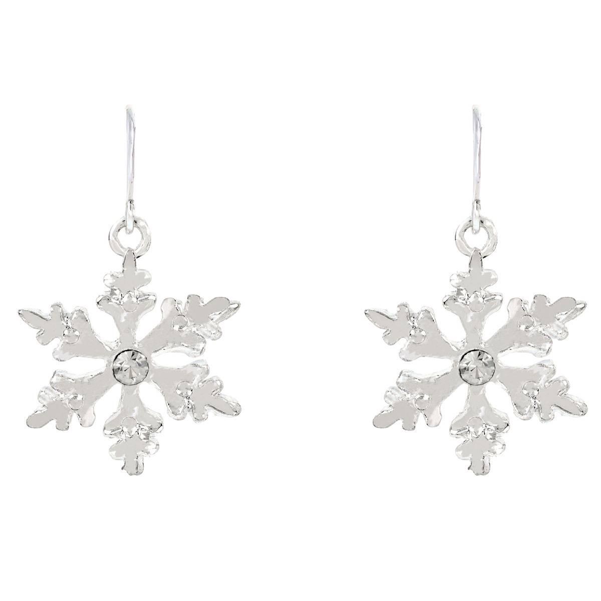 CZ Six-Point Snowflake Earrings