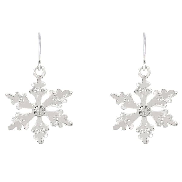 CZ Six-Point Snowflake Earrings