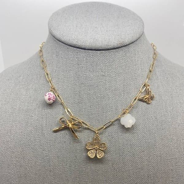 Ashley Gold-Tone Whimsy Charm Necklace - image 