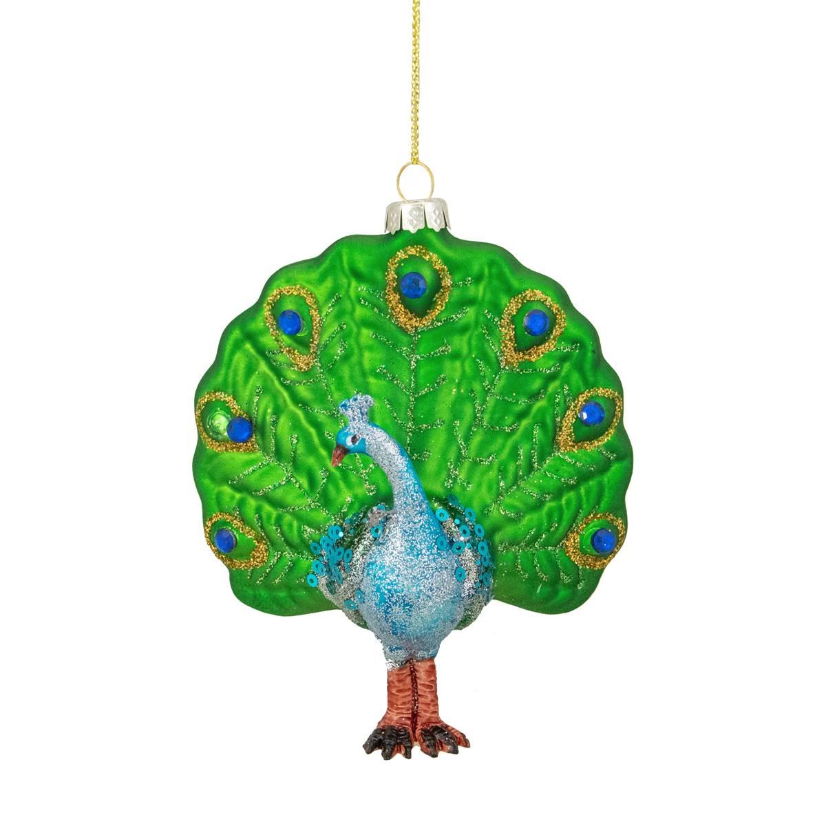 Northlight Seasonal 4.75in. Peacock Glass Christmas Ornament