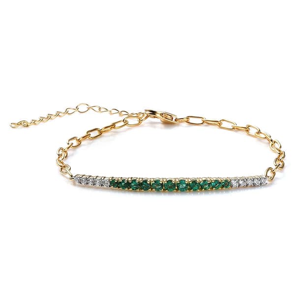 Gemstone Classics(tm) Created Emerald Lab Grown Diamond Bracelet - image 