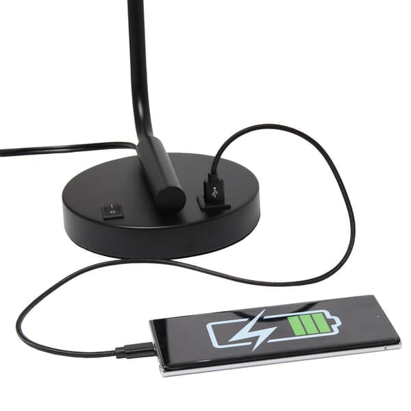 Lalia Home Studio Loft Modern Iron USB Port Matte Desk Lamp