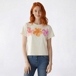 Juniors Attitude Not Included Triple Hibiscus Crop Tee