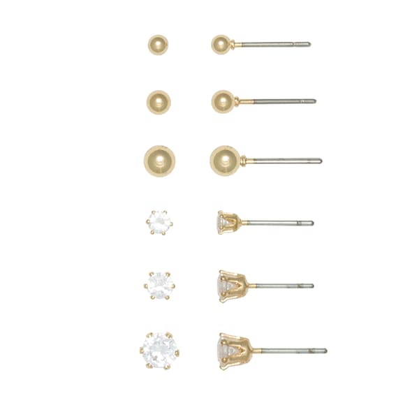 Design Collection 6pr. Gold Stud & Crystal Stud Earrings - image 