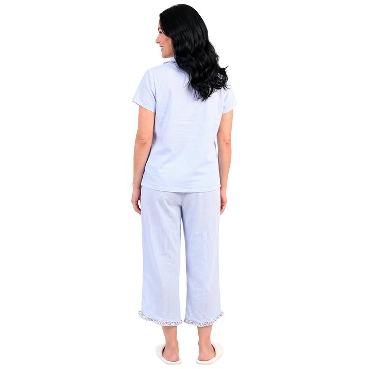 Womens Laura Ashley® Short Sleeve Mini Stripe & Capris Pajama Set