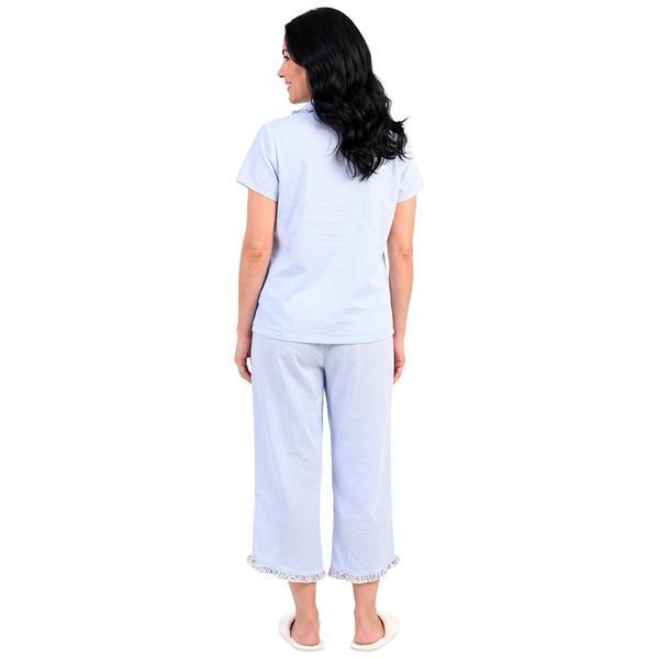 Womens Laura Ashley® Short Sleeve Mini Stripe & Capris Pajama Set