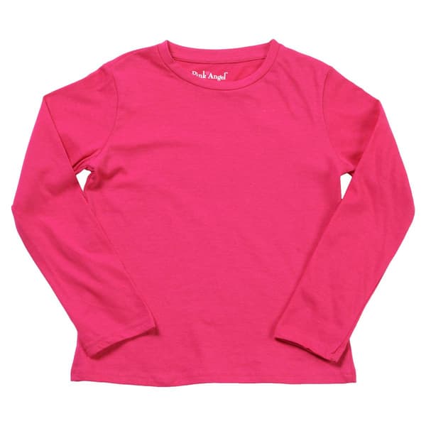 Girls (4-6x) Pink Angel Long Sleeve Basic Tee - image 