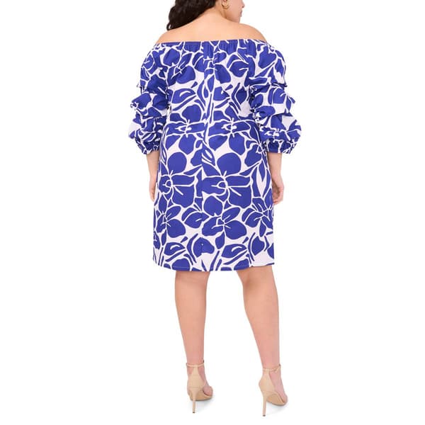 Plus Size MSK Off the Shoulder Lantern Sleeve Poplin Shift Dress