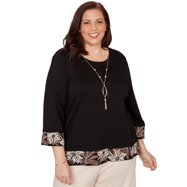 Plus Size Alfred Dunner Seville Bold Floral Border Trim Top With - image 