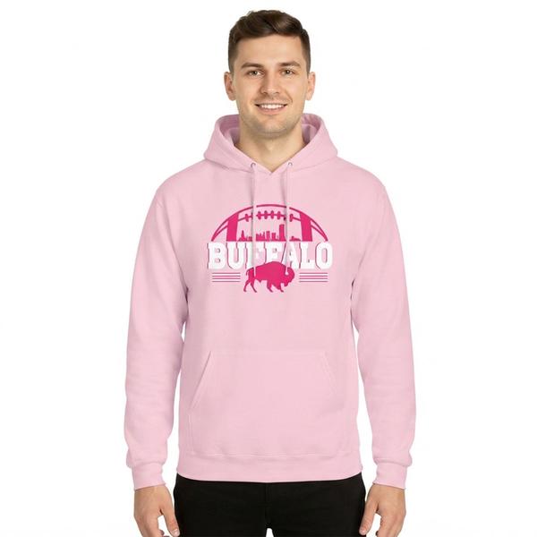 Mens Tailgate Buffalo Football Skyline Hoodie - Light Pink - image 