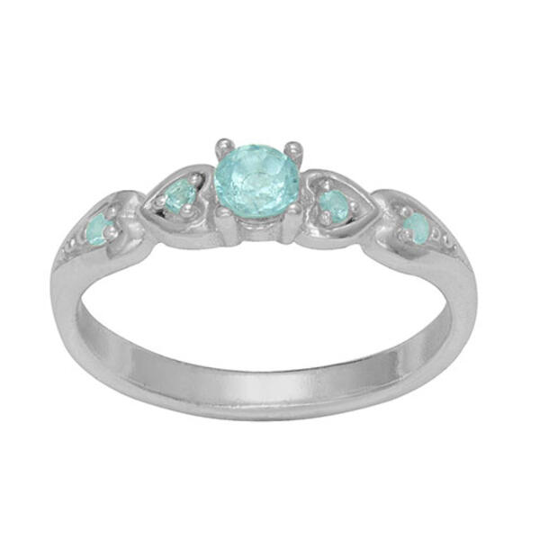 Marsala Silver Plated Genuine Blue Topaz with Heart Band - image 