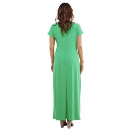 Womens Perceptions Short Sleeve Solid Side Knot Maxi Dress