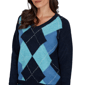 Petite Hearts of Palm Autumn Breeze Long Sleeve Argyle Sweater - image 5