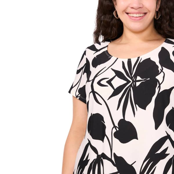 Petite MSK Short Sleeve Geometric Leaf Shift Dress