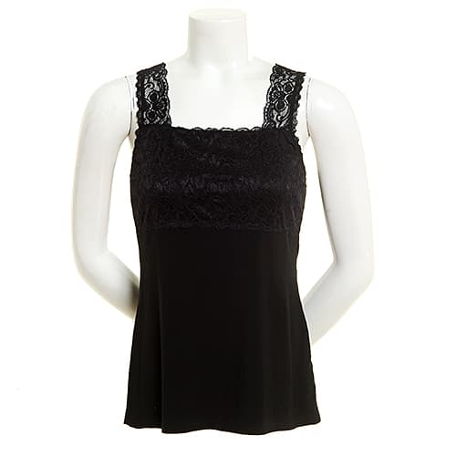 Womens Teri Square Neck Lace Trim Camisole - image 