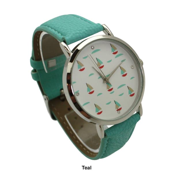 Womens Olivia Pratt™ Leather Sailing Boats Dial Watch - 5148844