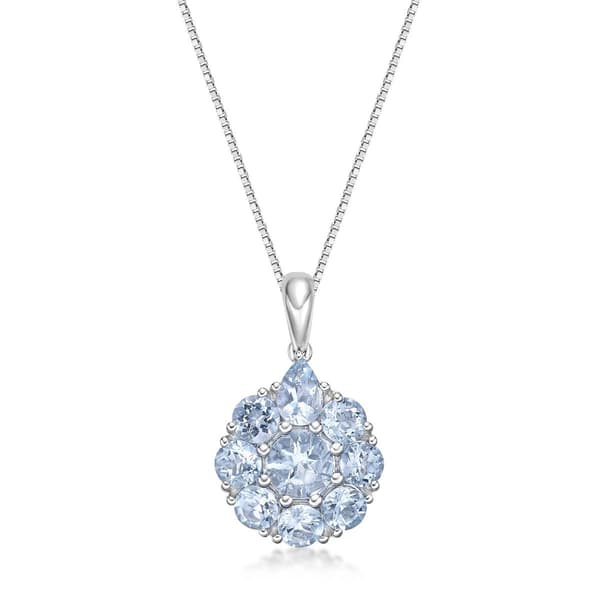Gemminded 6mm & 4mm Round & 6x4 Pear Shape Aquamarine Pendant