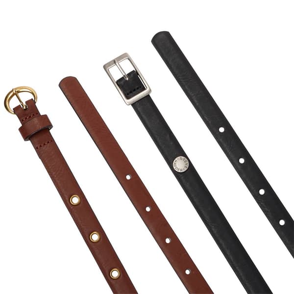 Womens Steve Madden 2 for 1 Belt - Black/Cognac - image 