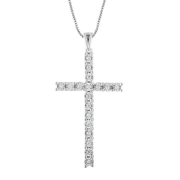 Diamond Classics&#40;tm&#41; Sterling Silver 1/10ctw. Cross Pendant - image 