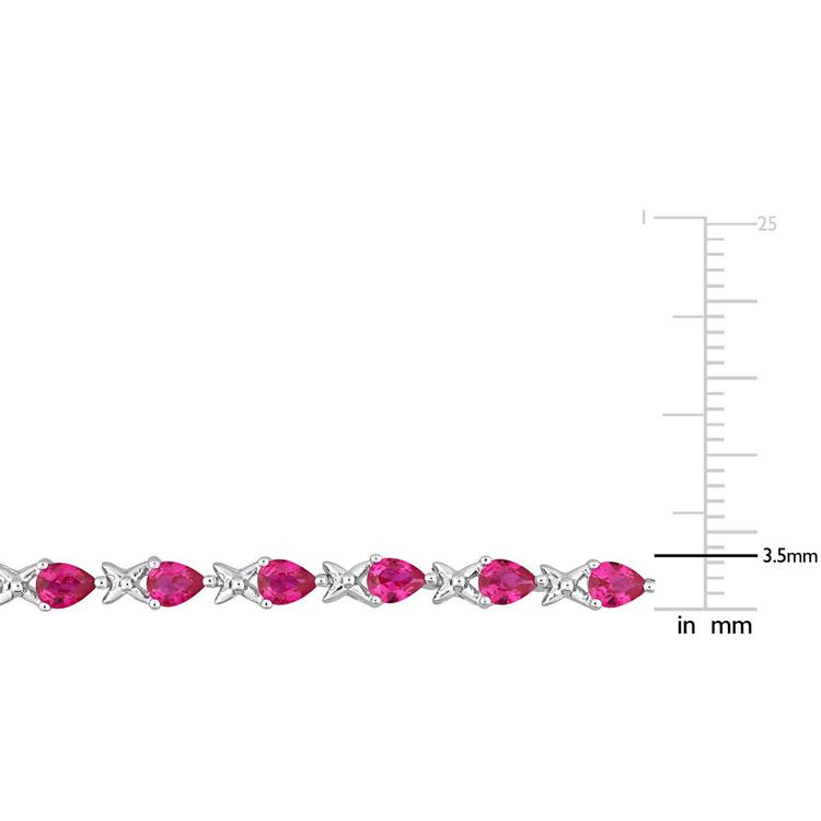 Gemstone Classics™ 5 1/3ctw. Created Ruby X-Link Silver Bracelet