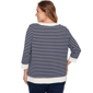 Plus Size Ruby Rd. Jetsetter Stripe Drawstring Sweater - image 2