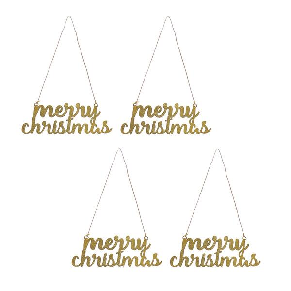 National Tree Merry Christmas Ornament w/ Gold Finish- Set of 4 - image 