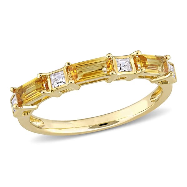 Gemstone Classics&#40;tm&#41; 10kt. Yellow Gold & White Topaz Stackable Ring - image 