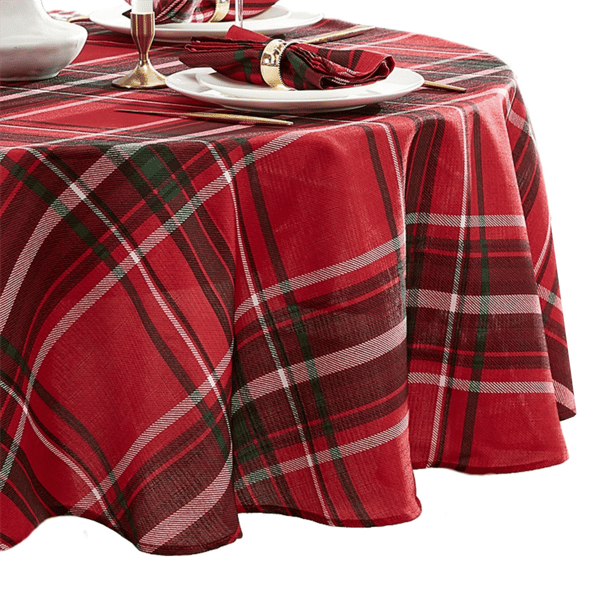 Threadmade Pocono Plaid Holiday Fabric Tablecloth