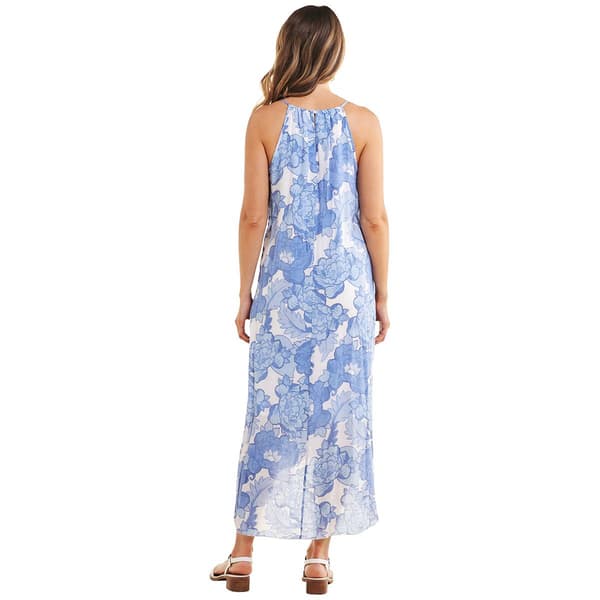 Womens Mlle Gabrielle Sleeveless Gauze Floral Uneven Hem Dress