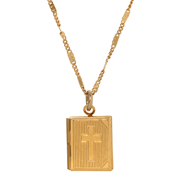 Symbols of Faith Small Gold-Tone Bible Locket Necklace - image 