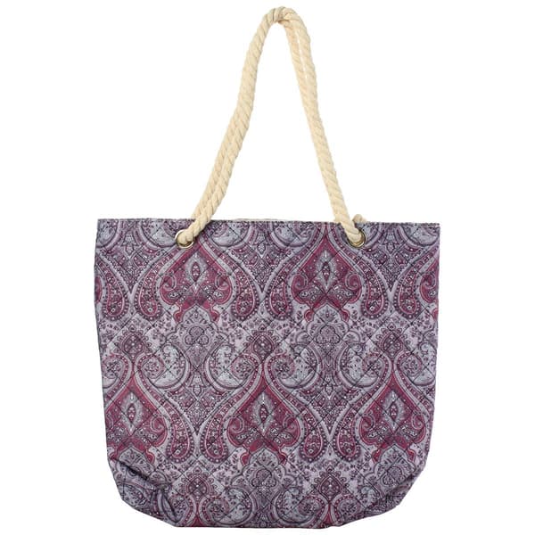 Renshun Quilted Tote - Grey/Purple