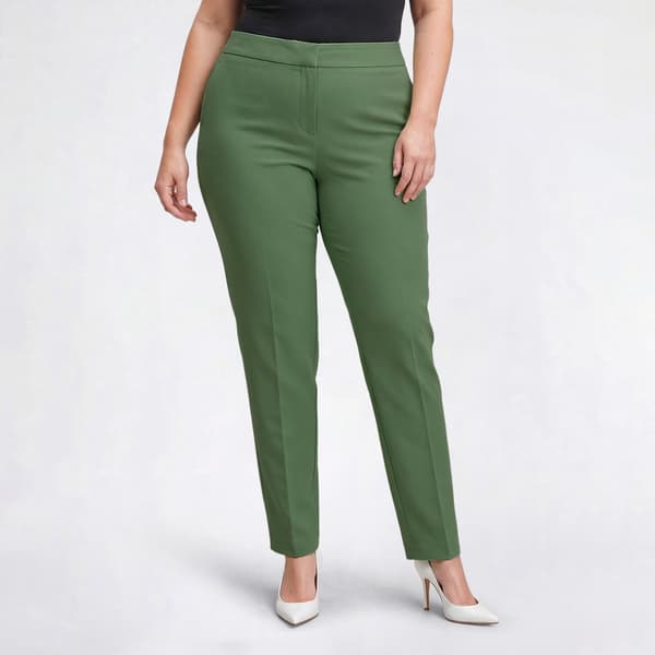 Plus Size Kasper Fly Front Slim Dress Pants - image 