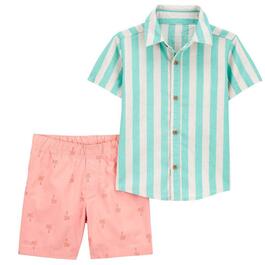 Toddler Boy Carter''s&#40;R&#41; Stripe Top & Palm Tree Shorts Set