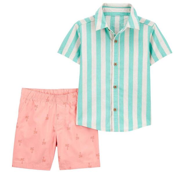 Toddler Boy Carter''s&#40;R&#41; Stripe Top & Palm Tree Shorts Set - image 