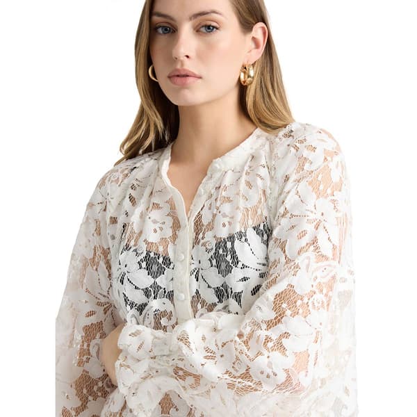 Womens NVLT Long Sleeve Floral Lace V Neck Cover Up Dress