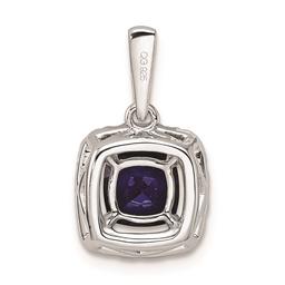 Pure Fire 14kt. White Gold Lab Created Blue Sapphire Halo Pendant