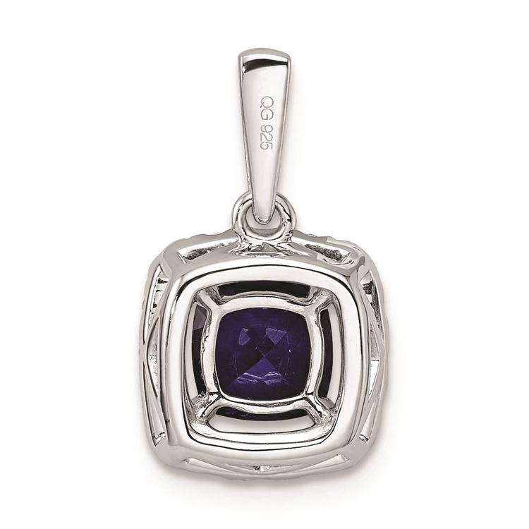 Pure Fire 14kt. White Gold Lab Created Blue Sapphire Halo Pendant