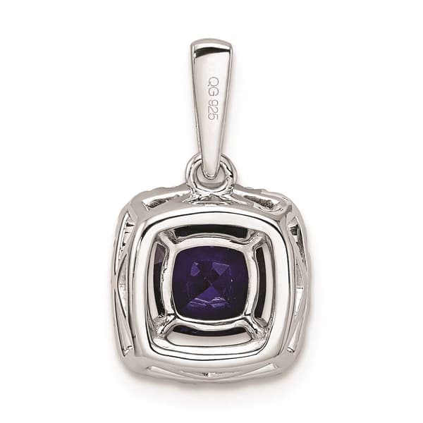 Pure Fire 14kt. White Gold Lab Created Blue Sapphire Halo Pendant