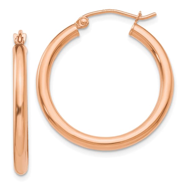 Gold Classics(tm) 14kt. Rose Gold 25mm Tube Hoop Earrings - image 