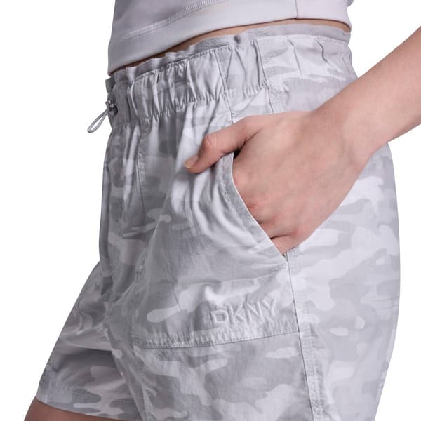 Womens DKNY Sport Mid Rise Bungee Waist Poplin Bermuda Shorts