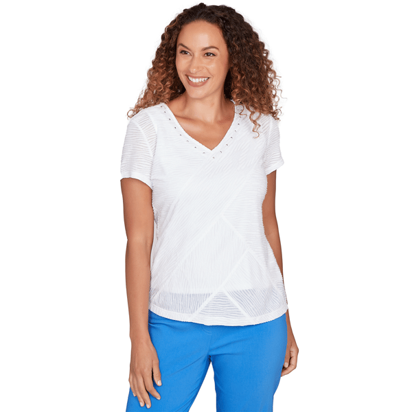 Petites Heart''s of Palm Smooth Sailing Solid Wavy Stripe Short S - image 