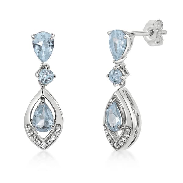 Gemminded Pear & Round Aquamarine & White Topaz Earrings