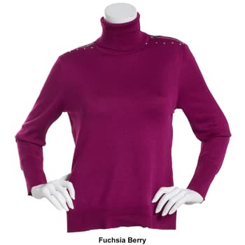 Womens Retrology Zipper Shoulder Turtleneck Sweater - Boscov's