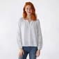 Juniors Wallflower Long Sleeve Elodie Gauze Lace Trim Peasant Top - image 2