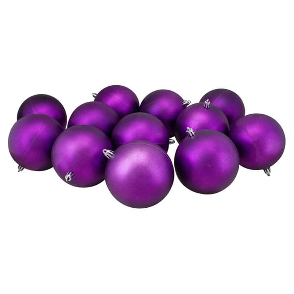 Northlight Seasonal 12ct. Matte Purple Christmas Ball Ornaments - image 