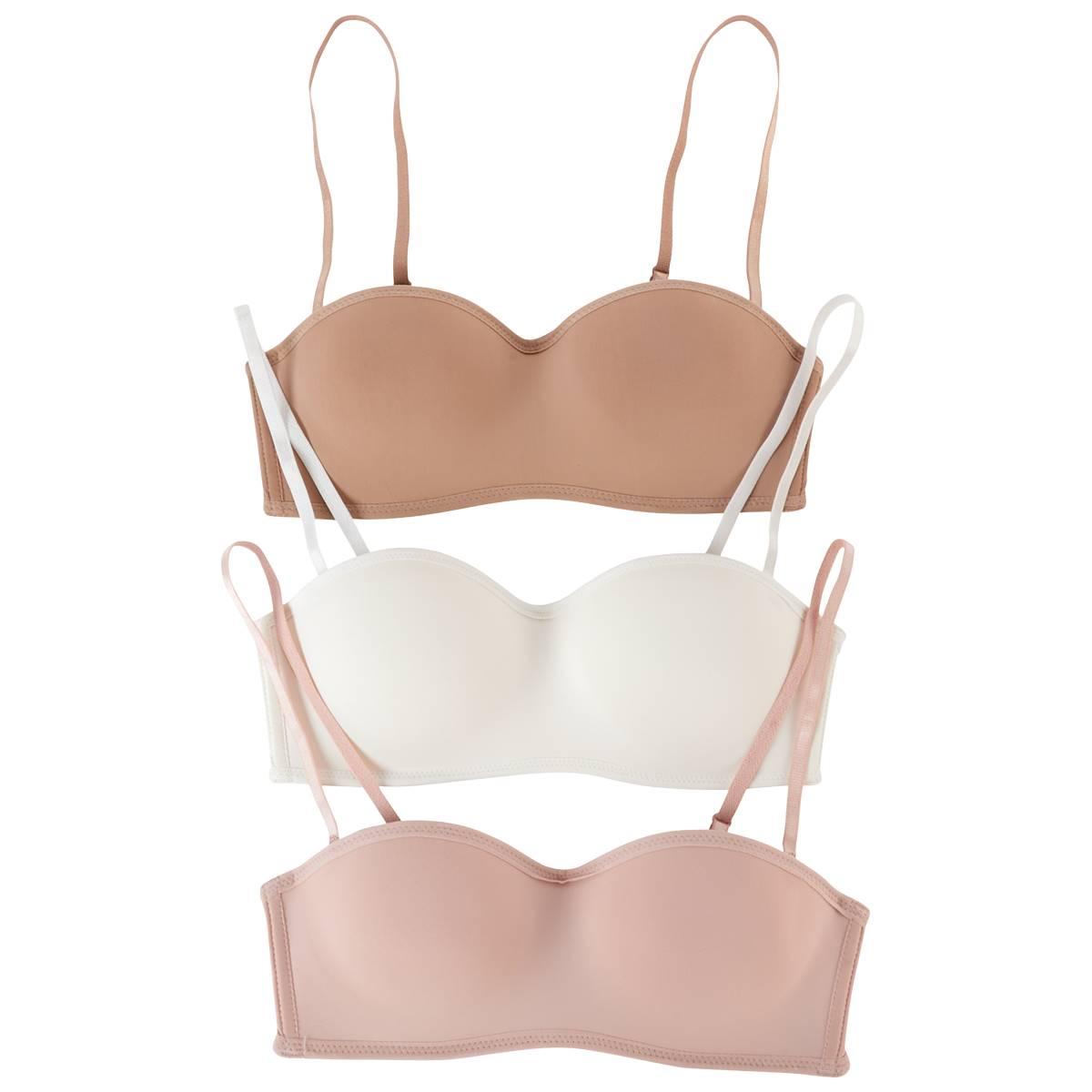 Open Video Modal for Womens Rene Rofe 3pk. Molded Wire Free Bandeau Bra B36009H3-ERR