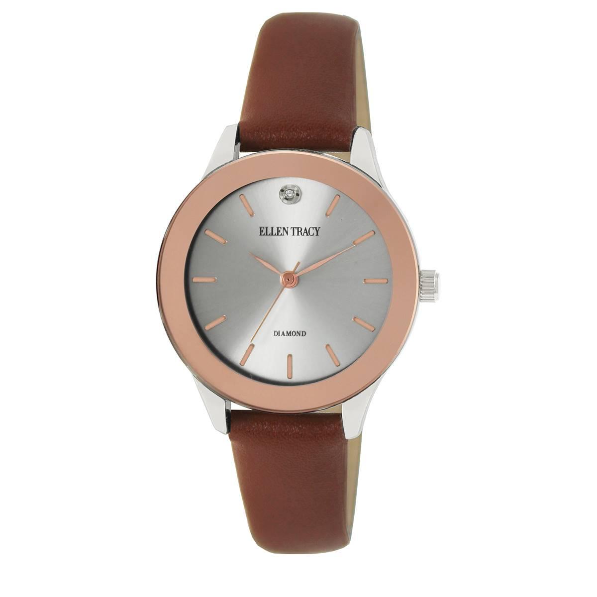 Womens Ellen Tracy Two-Tone Rose Diamond Accent Watch -...